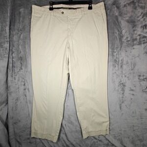 Barbour Chino Pants 40 Mens 14in High Rise Tan Khaki Cuffed Flat Front Trousers